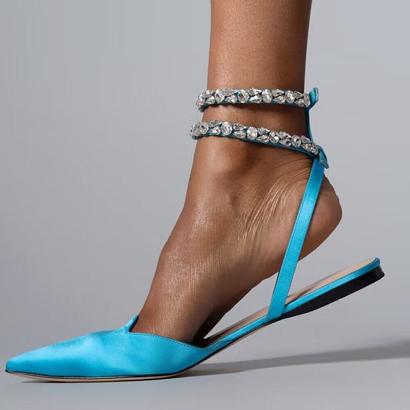 TEEK - Crystal Wrap Flat Sandals SHOES theteekdotcom Blue 5.5 