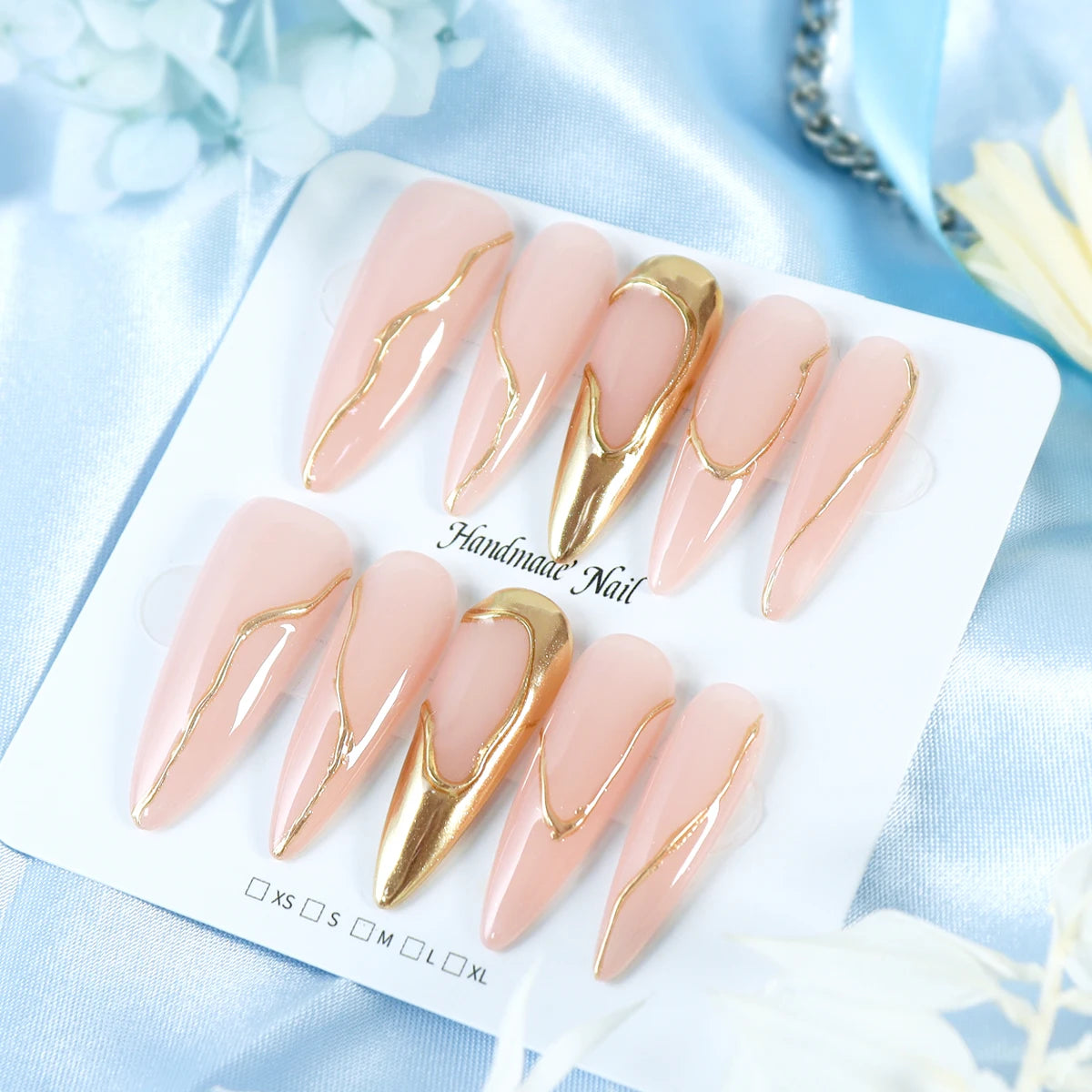 TEEK - 10pcs Pure Handmade 3D Press-On Nails NAIL ART theteekdotcom size-L  