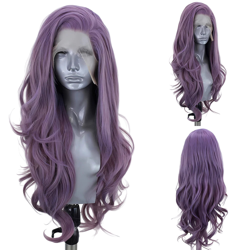 TEEK - Mix Purple Long Natural Wave Synthetic Lace Wi HAIR theteekdotcom 26inches|Lace Front Wigs|150%