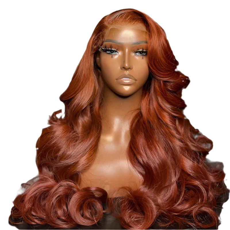 TEEK - Ginger Orange Straight Human Hair Wig HAIR TEEK H Dark Orange 28inches 13x4 Frontal Wig 180