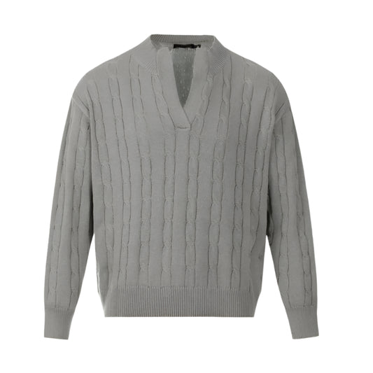 TEEK - Mens Grey American Vintage Notched Knitted Sweater TOPS theteekdotcom M