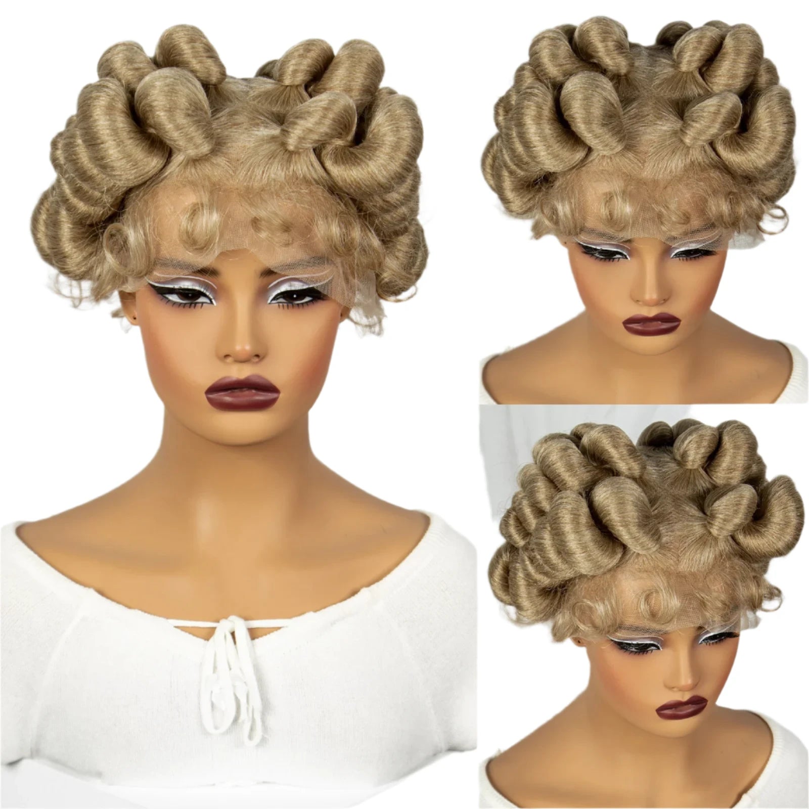 TEEK -  27-613 6Inch Transparent Full Lace Handmade Bantu Synthetic Wig HAIR theteekdotcom 27-613 6 inches 