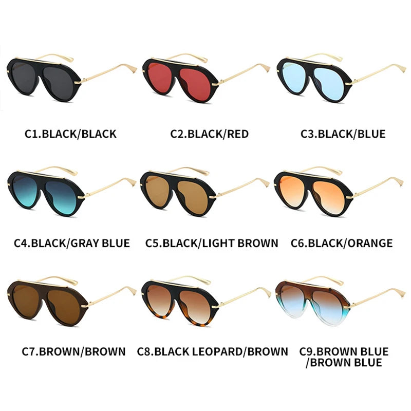 SO&EI Ins Popular Fashion Oversized Pilot Sunglasses Women Shades UV400 Retro Gradient Men Blue Green Sun Glasses TEEK