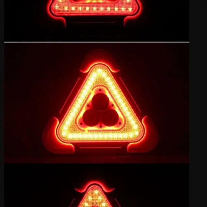 2-IN-1 Solar Emergency Triangular Roadside Warning Light Safety Emergency Breakdown Alarm Lamp Portable Flashing Light on Hand TEEK