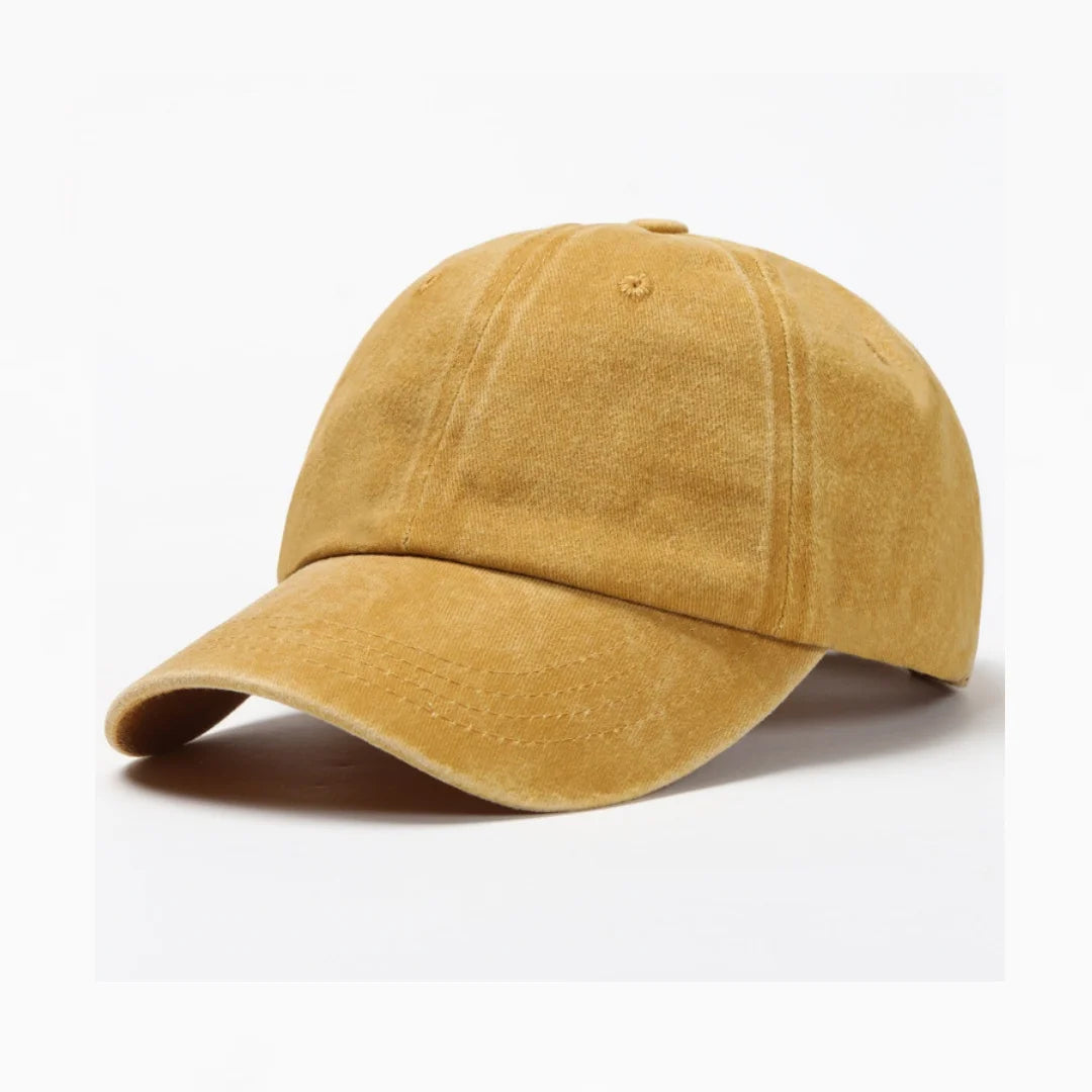 Baseball Cap Washed Cotton Men Women Snapback Hat Vintage Hip Hop Caps Solid Color Dad Hat Bone Casquette Outdoor Casual Sport TEEK Yellow 54-59cm