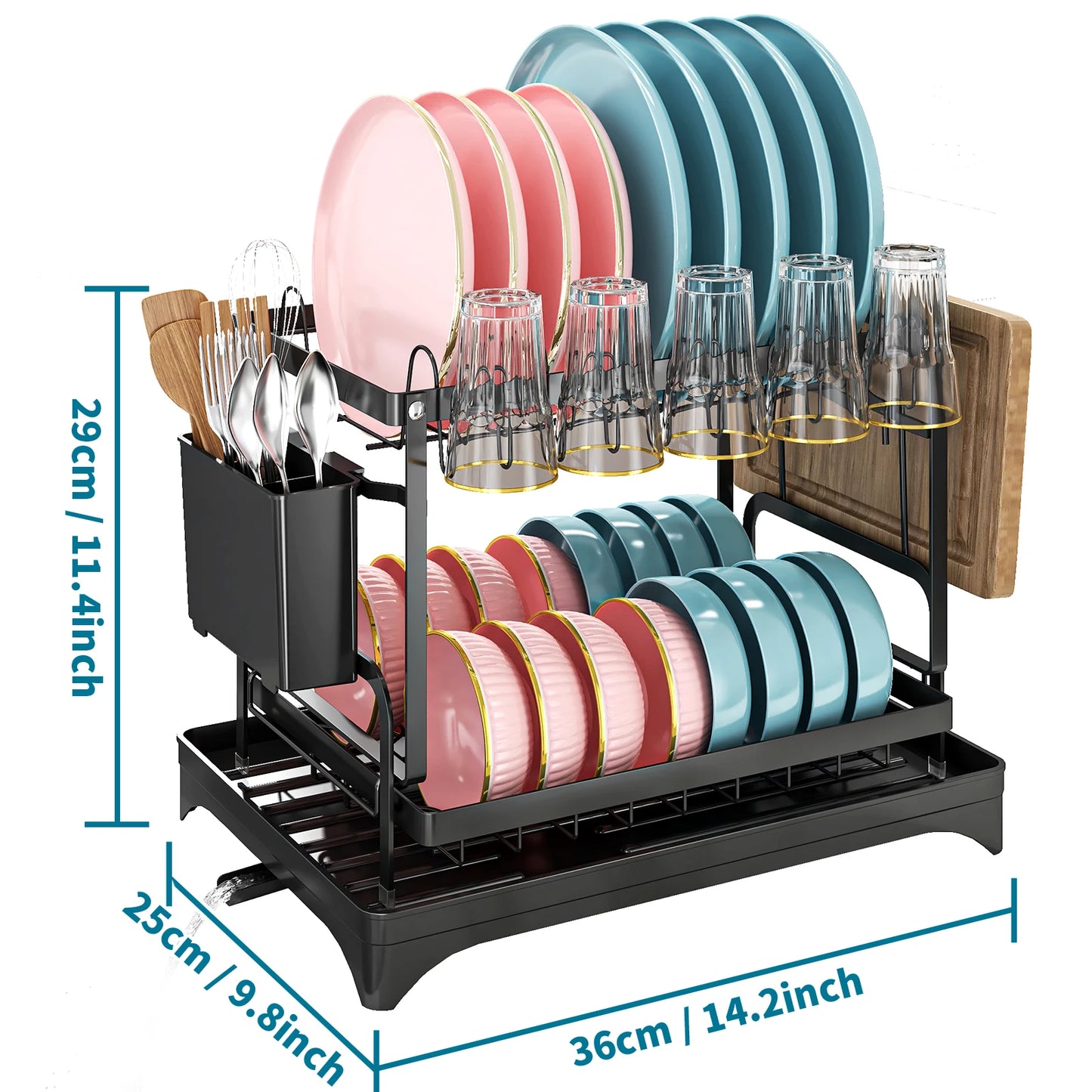 TEEK - 2 Tier Dish Drying Rack HOME DECOR theteekdotcom Black  