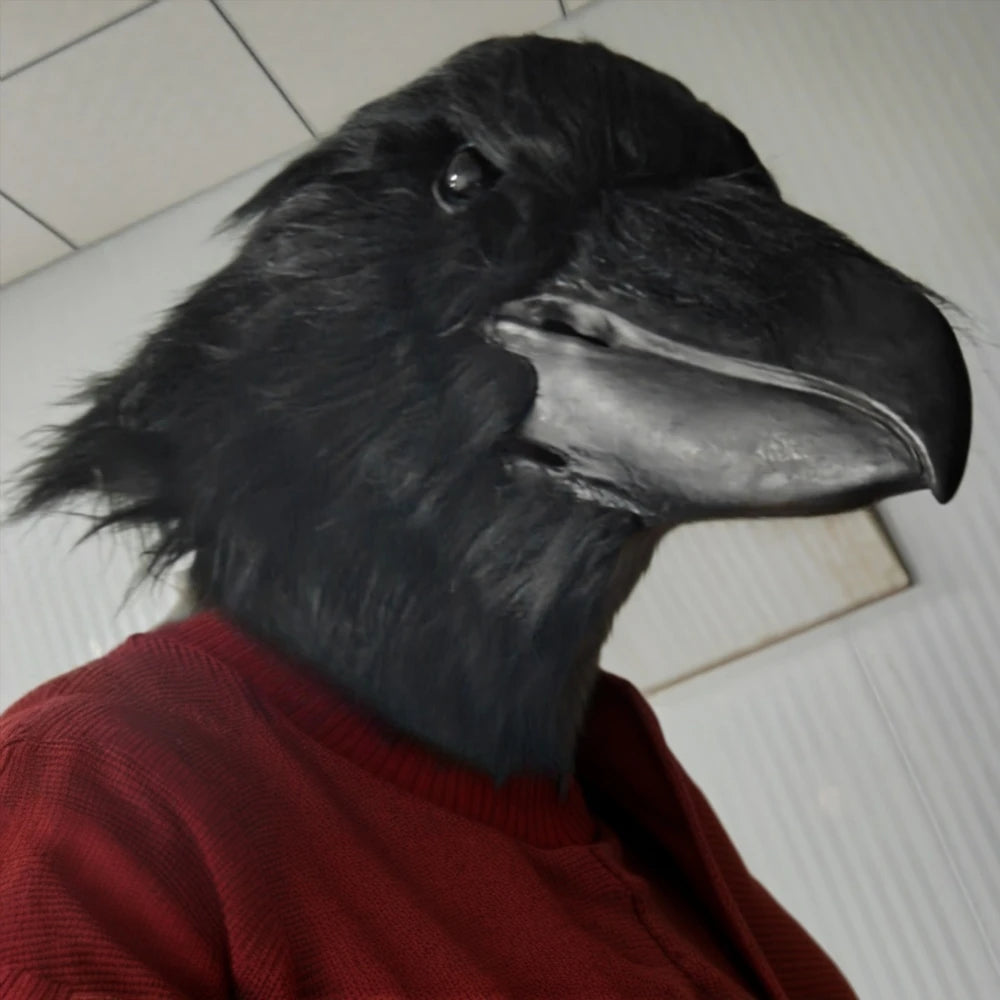 TEEK - Black Latex Crow Mask COSTUME theteekdotcom
