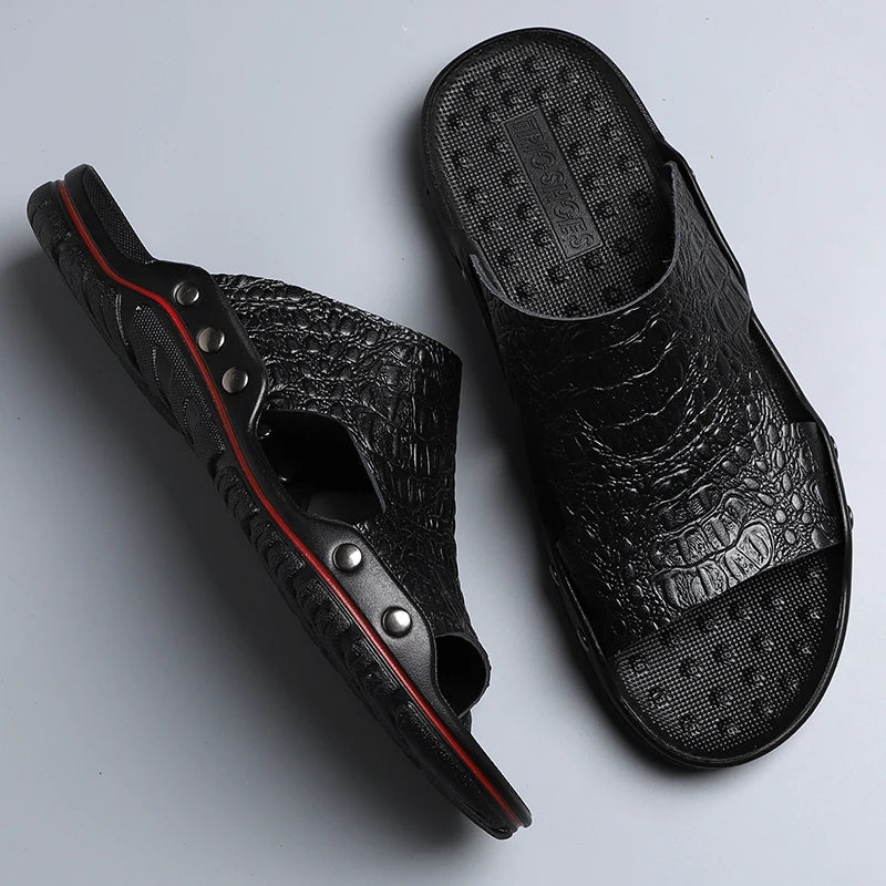 TEEK - Mens Leather Outdoor Slides SHOES theteekdotcom Black R3900 12.5 