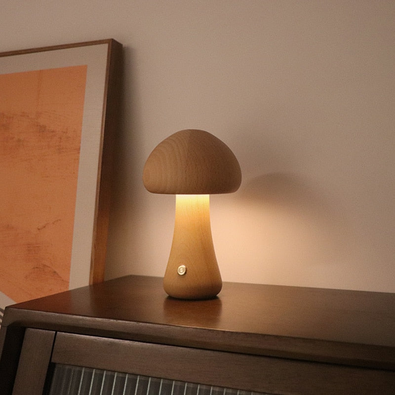 TEEK - Mushroom LED Night Lamp HOME DECOR theteekdotcom A - Ash wood  