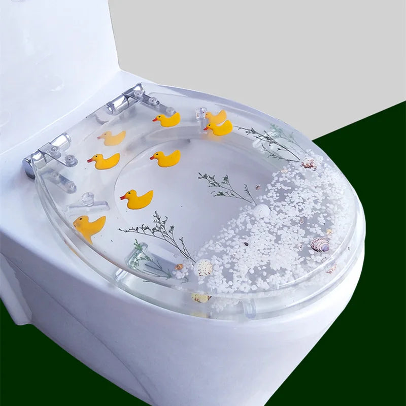 TEEK - Foral Resin Transparent Toilet Cover HOME DECOR theteekdotcom yellow duck  