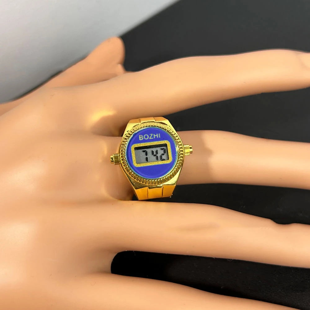 TEEK - Mini Electronic Digital Watch Finger Rings WATCH theteekdotcom gold-dark blue  