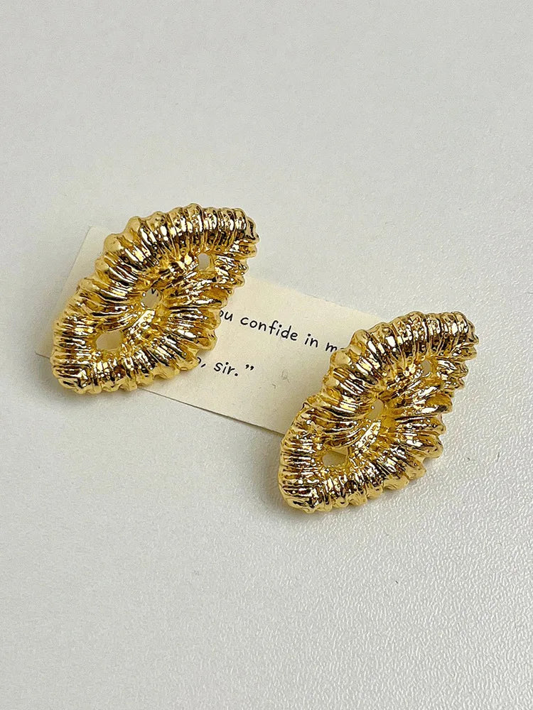 TEEK - Irregular Metal Lava Textured Open Jewelry JEWELRY theteekdotcom Gold Earrings  