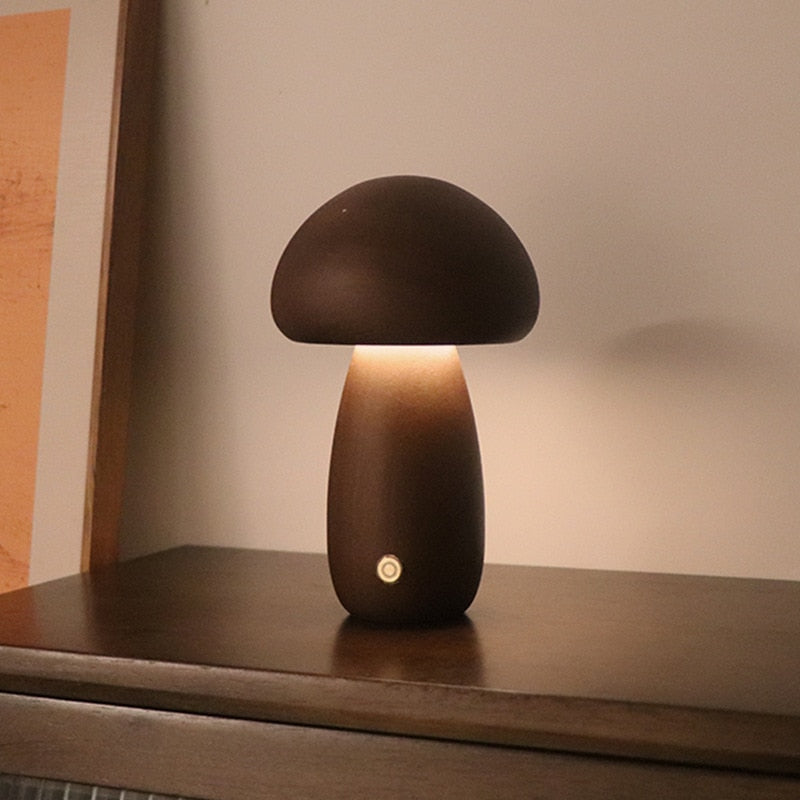 TEEK - Mushroom LED Night Lamp HOME DECOR theteekdotcom B - Walnut  