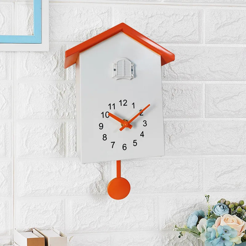 TEEK - Cuckoo Quartz Wall Clock HOME DECOR theteekdotcom Orange White  