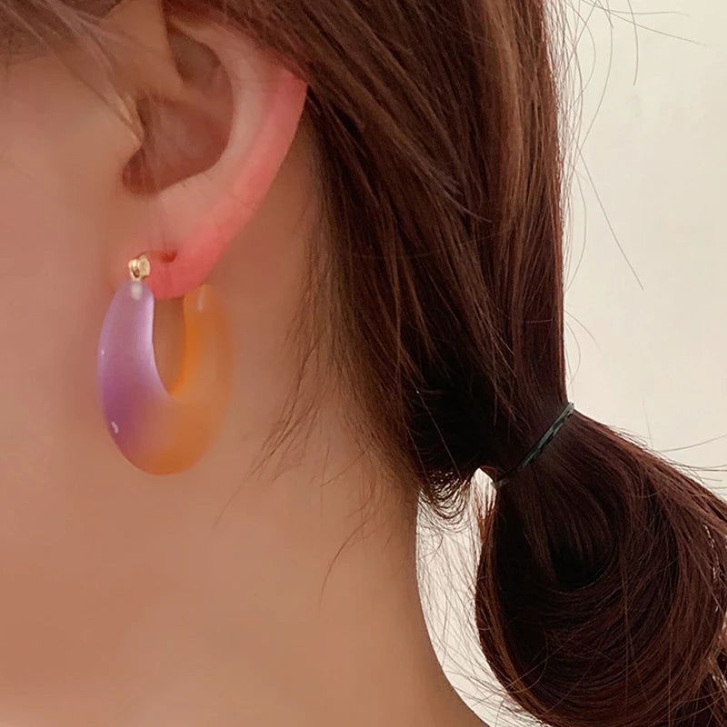 TEEK - Hard Gel Hoop Resin Earrings JEWELRY theteekdotcom Gradient C  