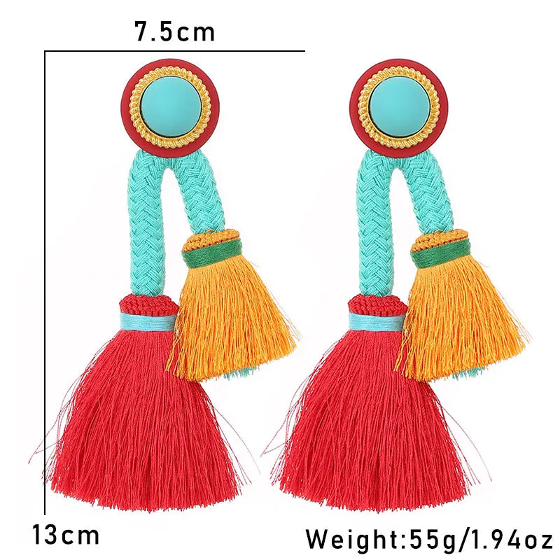 TEEK - Light Yellow Gold Boho Long Tassels Dangle Earrings