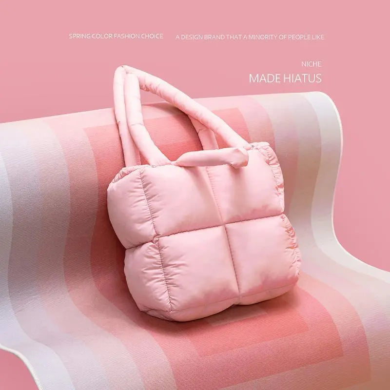 TEEK - Nylon Square Puff Handbag BAG theteekdotcom pink  