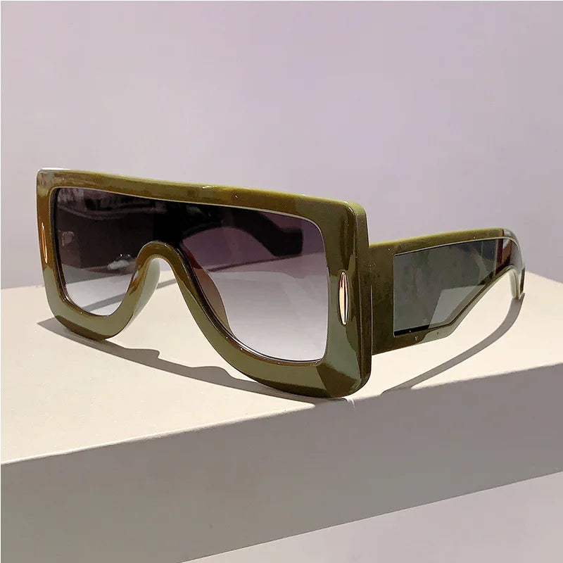 TEEK - Oversized Vintage Flat Top Sunglasses EYEGLASSES theteekdotcom Green Gray