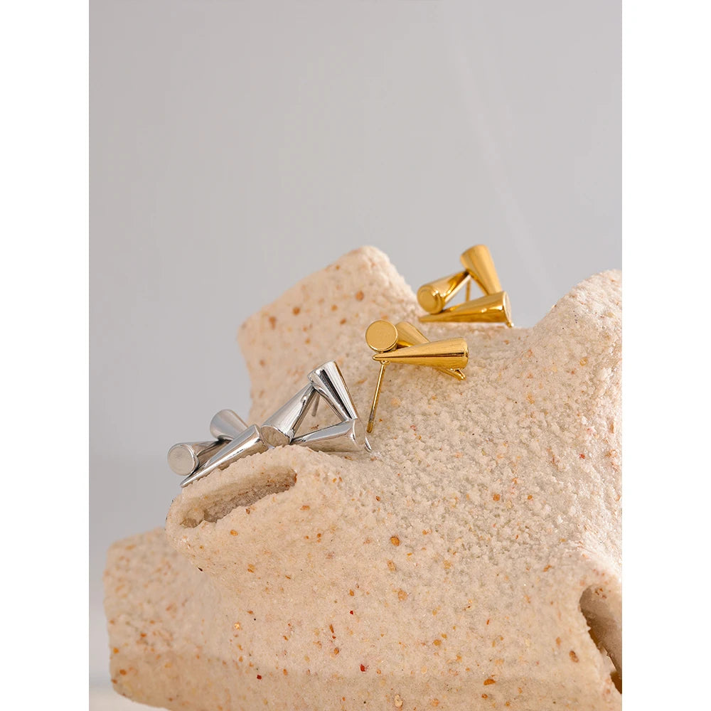 TEEK - Stainless Steel Triangle Geometry Earrings JEWELRY theteekdotcom   