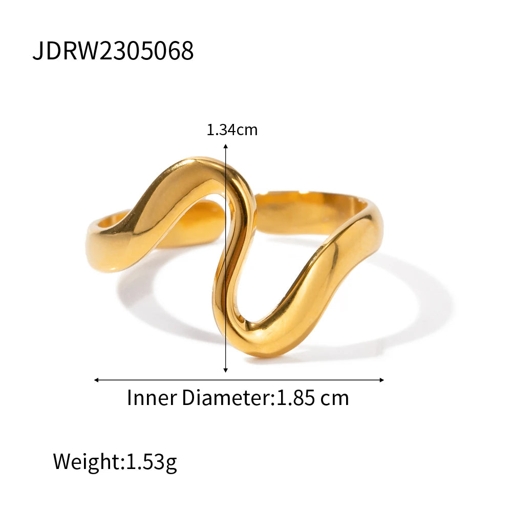 TEEK - 18K Gold Color Plated Stainless Steel Stackable Ring JEWELRY theteekdotcom JDRW2305068