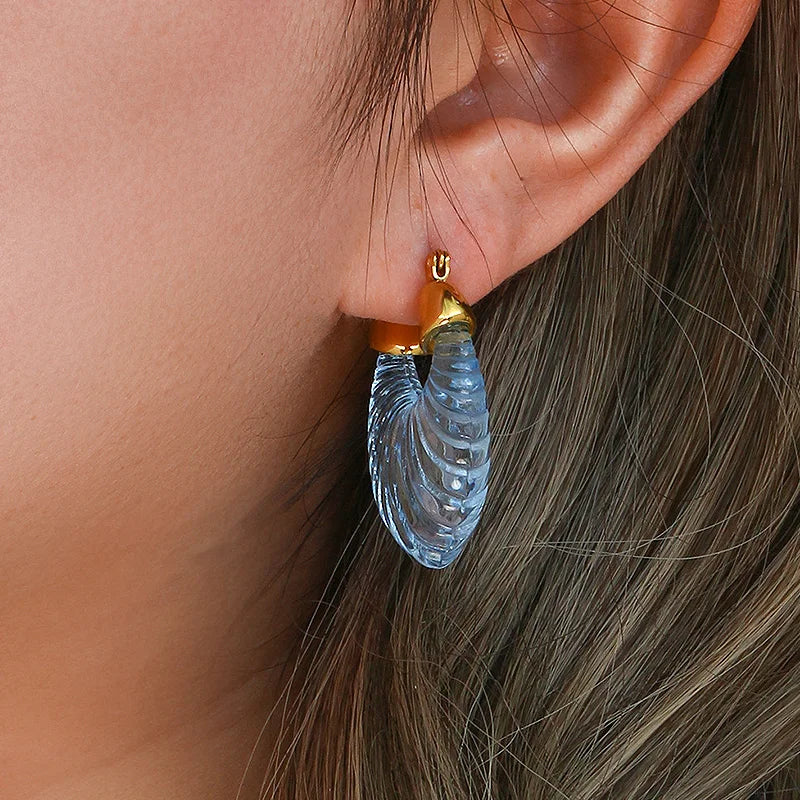 TEEK - Leaf Metal Hoop Earrings JEWELRY theteekdotcom   