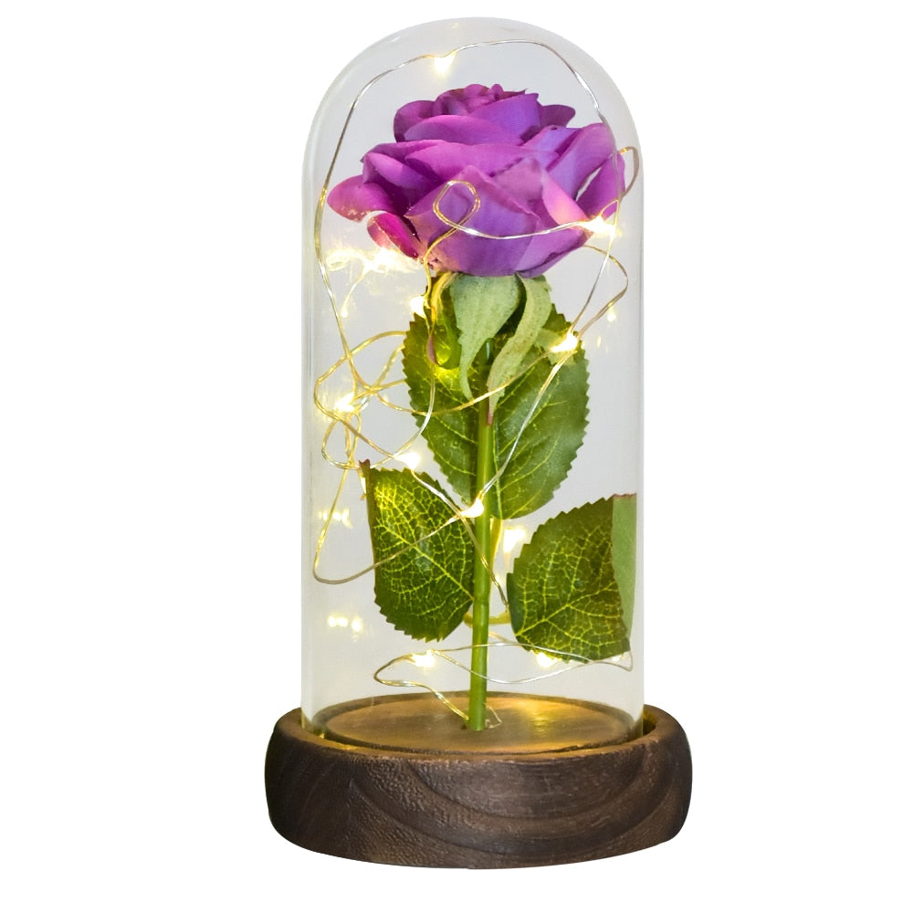 TEEK - Preserved Roses with LED Light Decor HOME DECOR theteekdotcom Silk Rose-Purple  