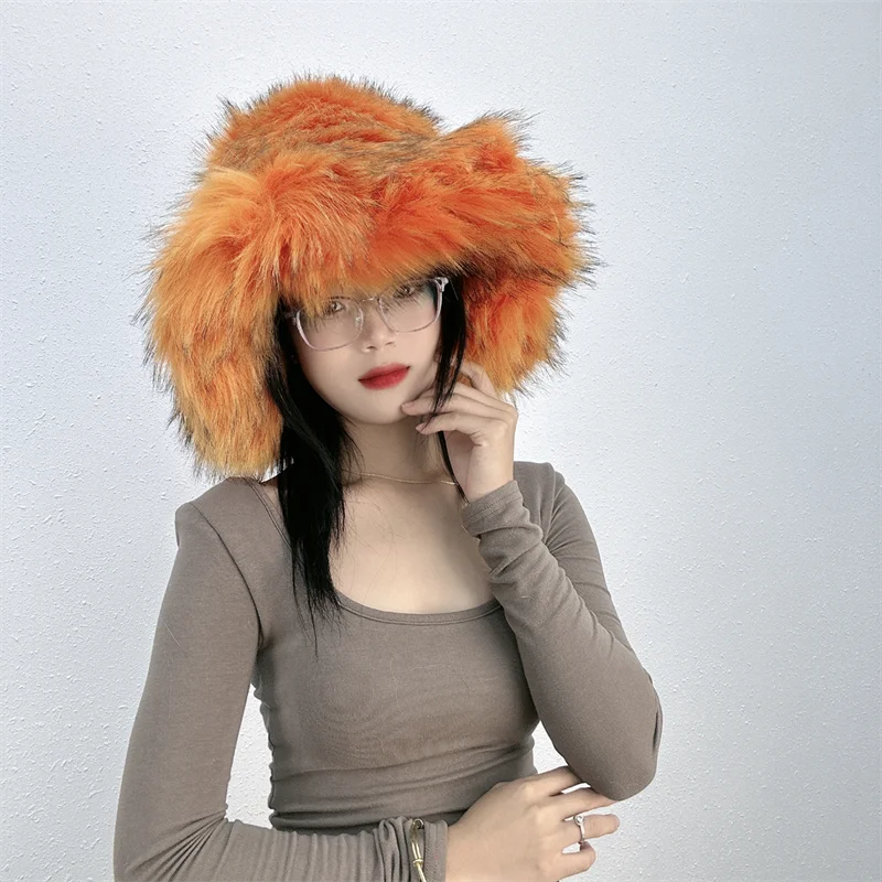 TEEK - Faux Fur Oversized Bucket Hat HAT theteekdotcom orange