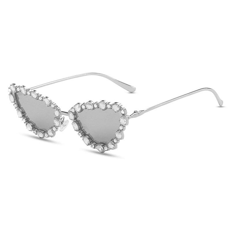 TEEK - Crystal Cat Eye Sunglasses EYEGLASSES theteekdotcom Silver silver mirror  