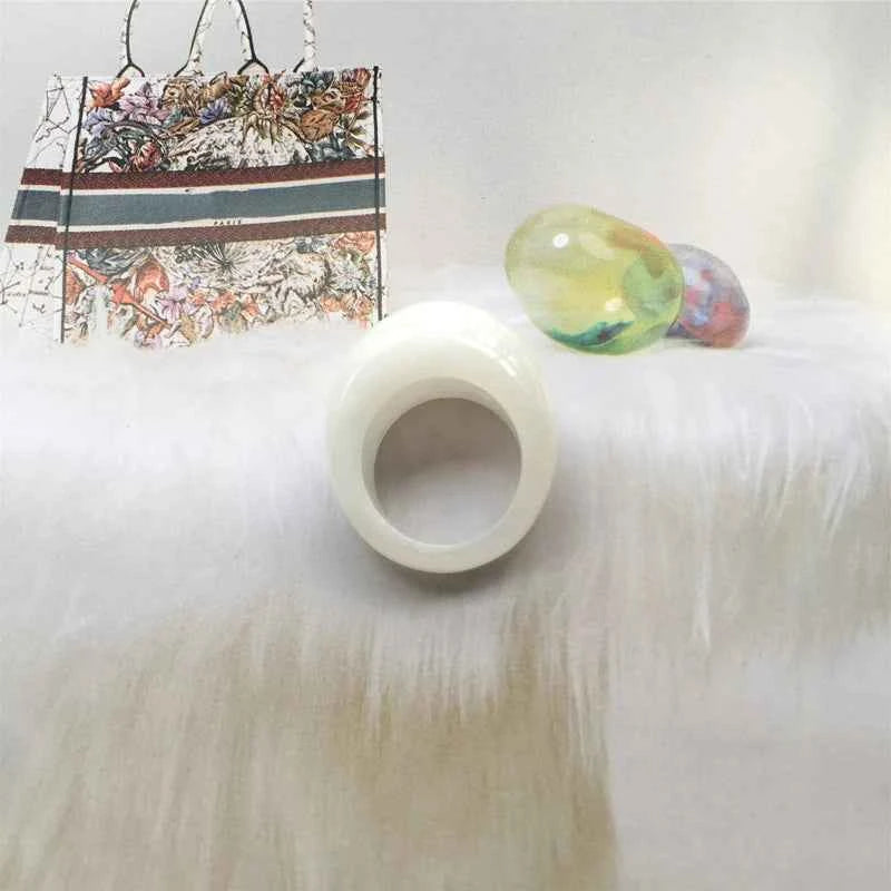 UJBOX Big Promotion Round Resin Rings Women Acrylic Wedding Bands Party Jewelry Bulk TEEK