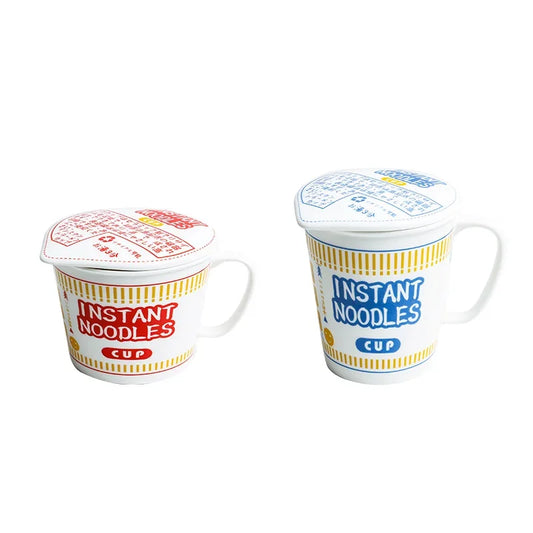 TEEK - Instant Noodle Ceramic Handle Cup Bowl Lid Set HOME DECOR theteekdotcom   