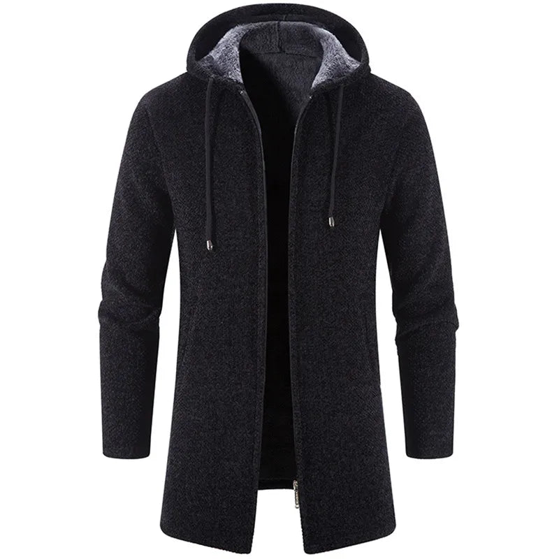TEEK - Mens Zipper Medium Long Sweatercoat COAT theteekdotcom Black US XS | Asian M 45-53kg 