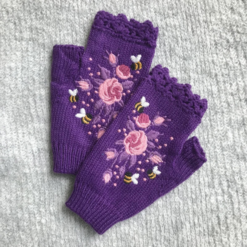 TEEK - Half Knitted Fingerless Gloves GLOVES theteekdotcom Violet  