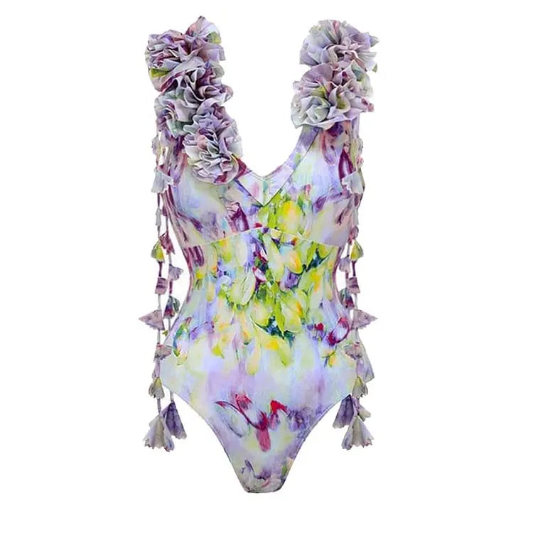 TEEK - Flowers One Piece Swimsuit and Skirt Women