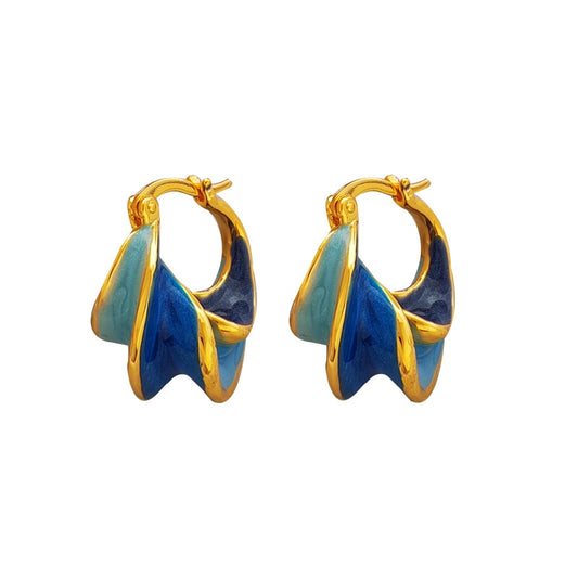 TEEK - Blue Twist Hooop Earrings JEWELRY theteekdotcom   