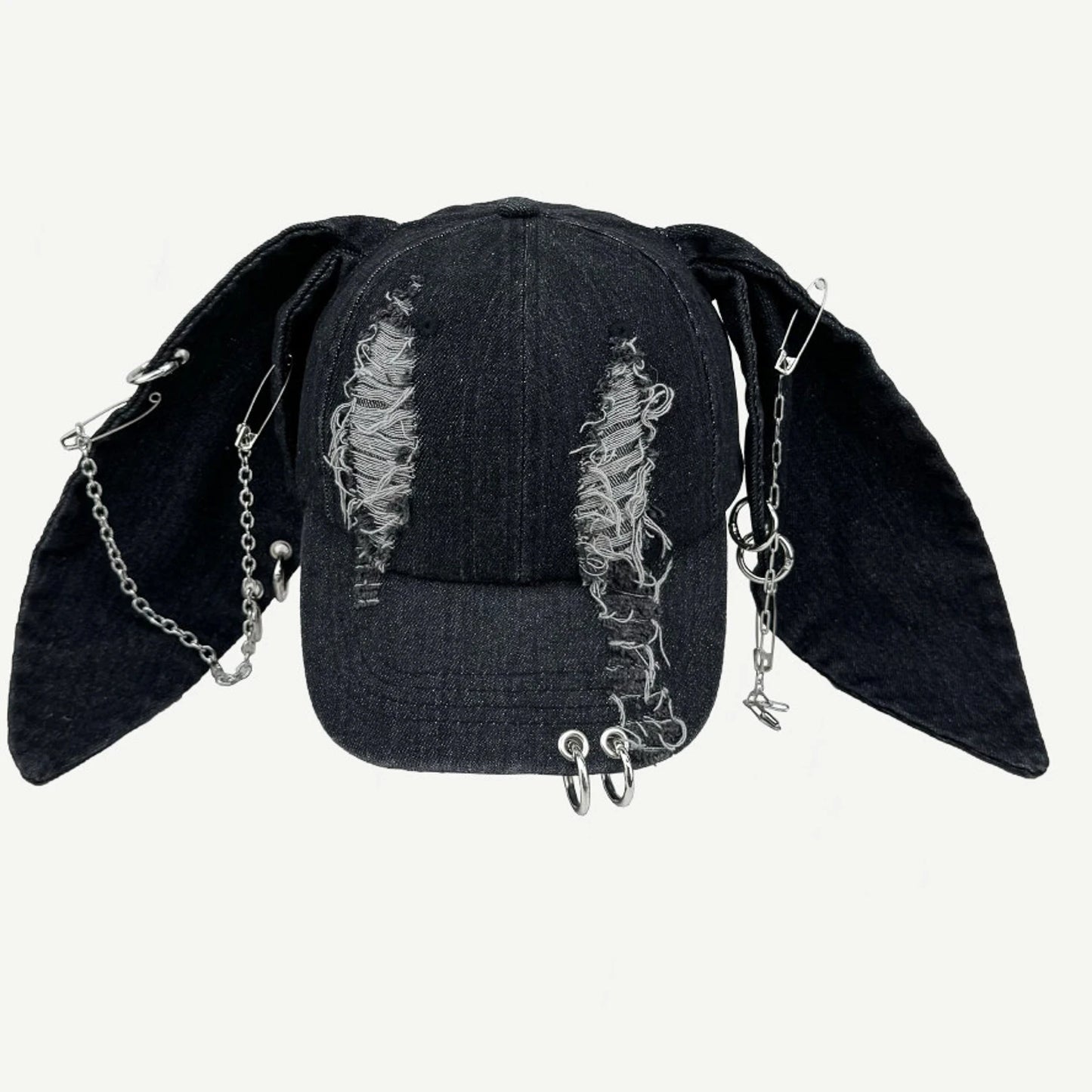 TEEK - Goth Denim Ripped Baseball Cap HAT theteekdotcom
