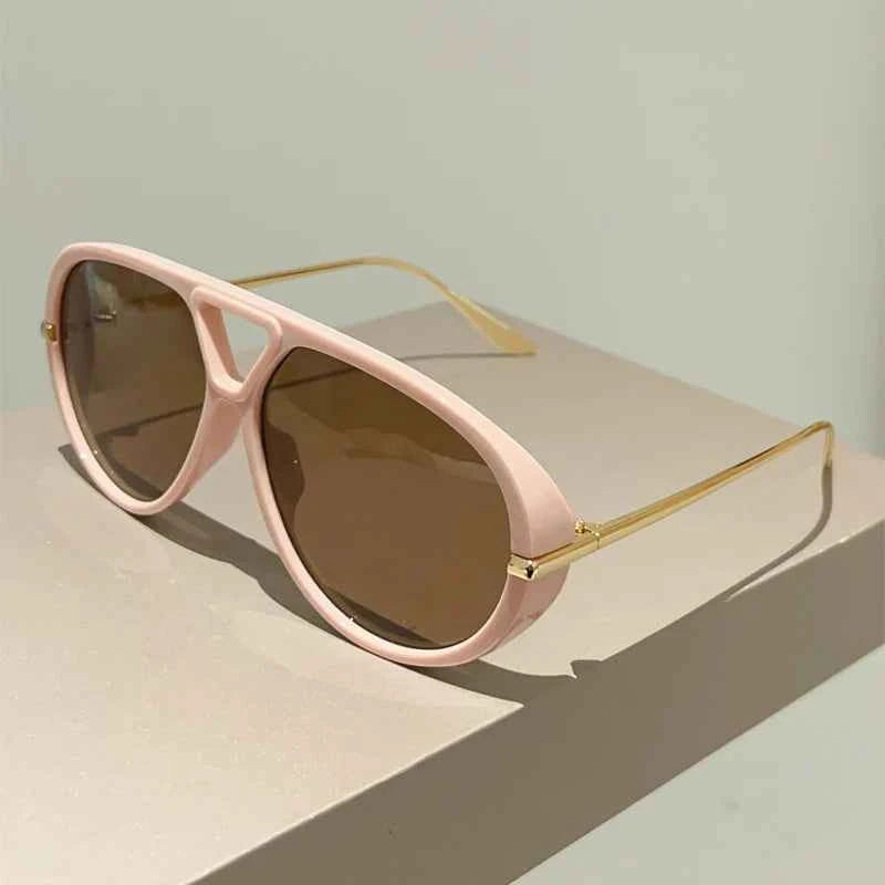 TEEK - Oversized Vintage Double Bridge Pilot Shades EYEGLASSES theteekdotcom pink-brown