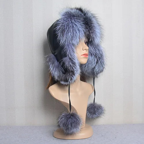 TEEK - Winter Real Fox Fluff Hat HAT theteekdotcom silver fox 1  