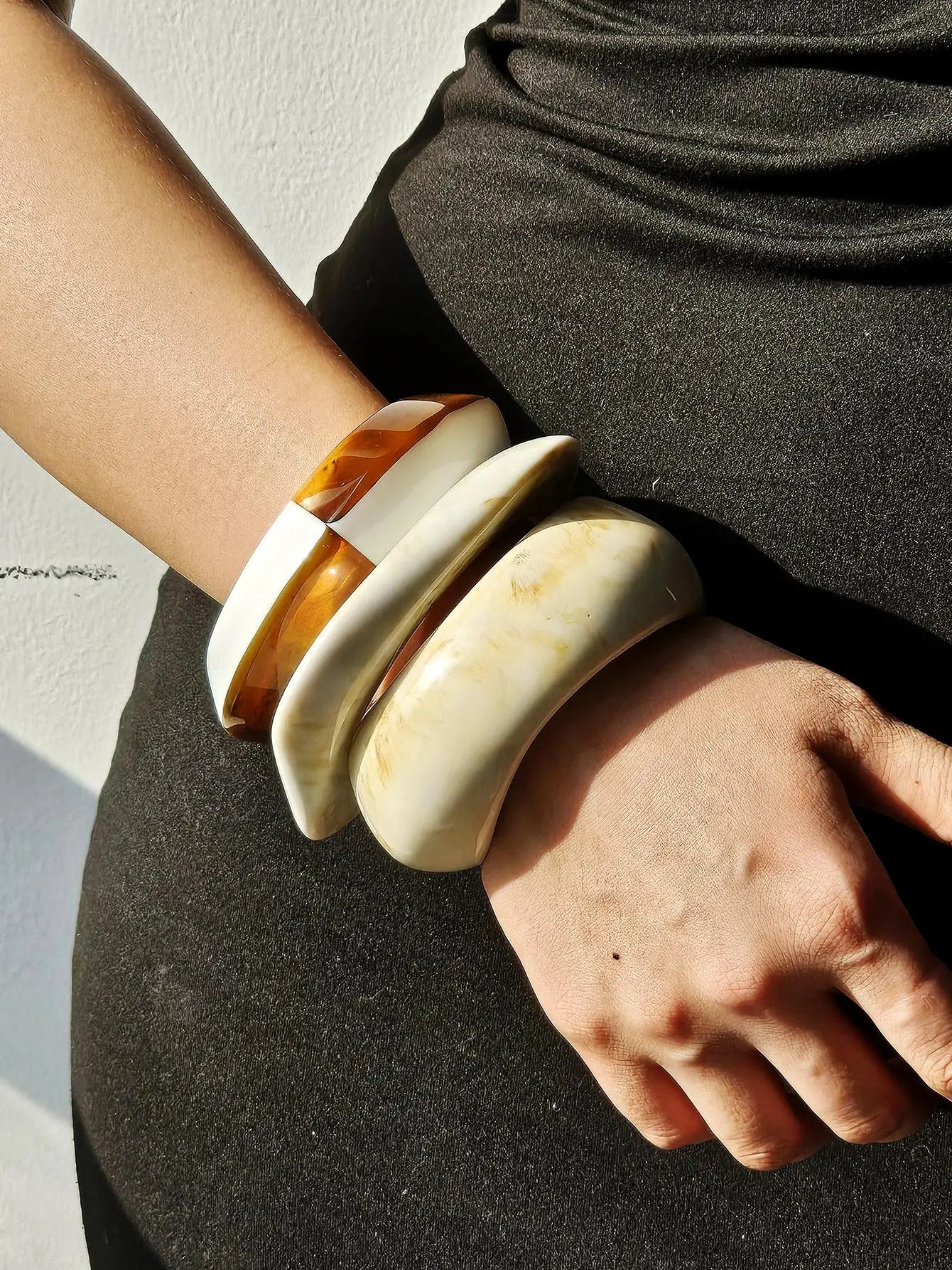 TEEK - Beach Stone Beige Irregular Wide Bracelet JEWELRY theteekdotcom