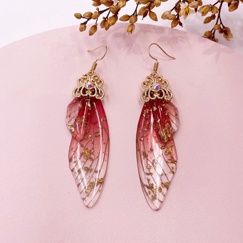 TEEK - Handmade Fairy Wing Earrings  theteekdotcom GF-Red  