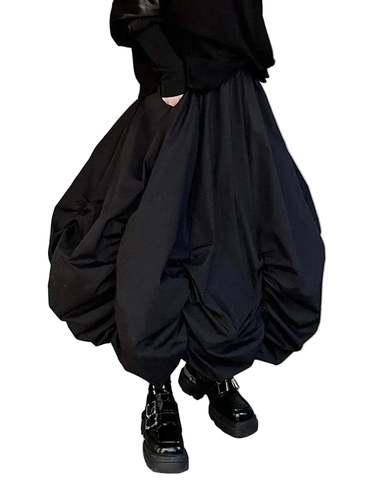 [EAM] High Elastic Waist Black Pleated Irregular Shaped A-line Half-body Skirt Women Fashion Tide New Spring Autumn 2025 1DH9135 TEEK