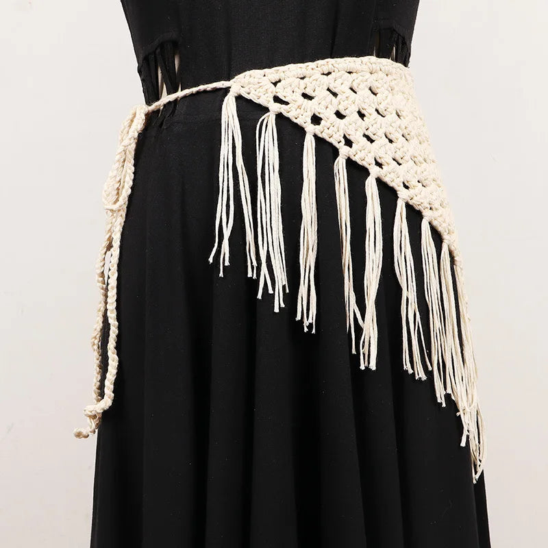 TEEK - Knitted Tassels Irregular Long Belt BELT theteekdotcom   