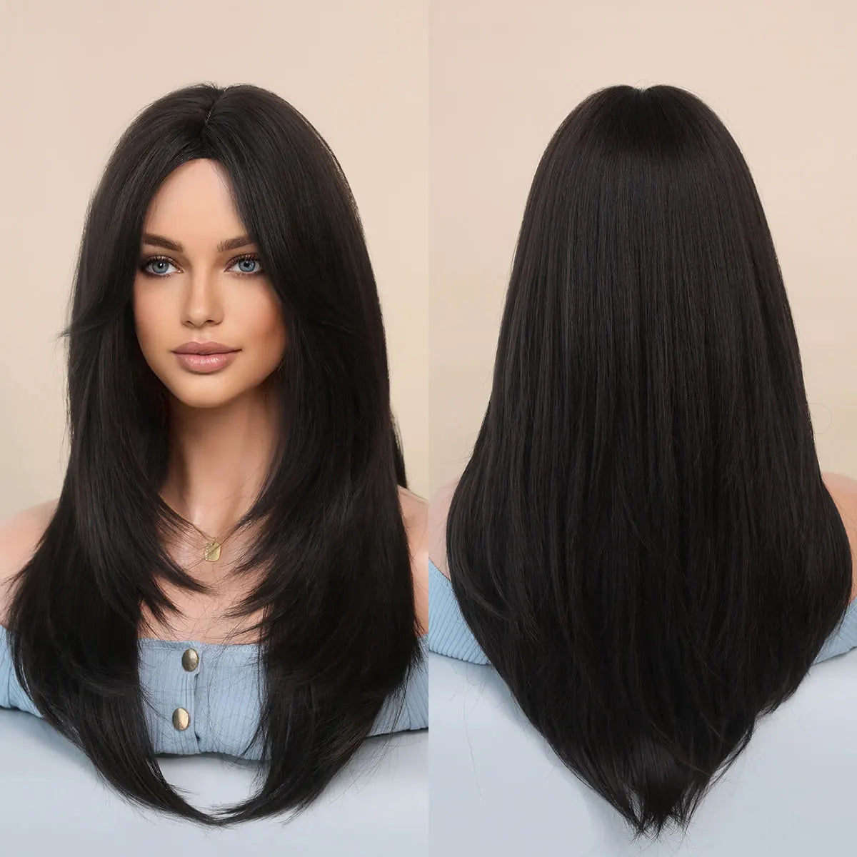 TEEK - Long Looker Layered Heat Resistant Synthetic Wig HAIR theteekdotcom Black  