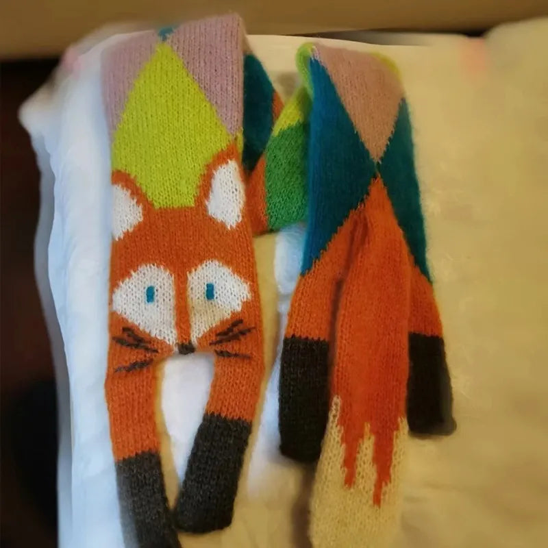 TEEK - Knitted Animals Scarf SCARF theteekdotcom black orange fox  
