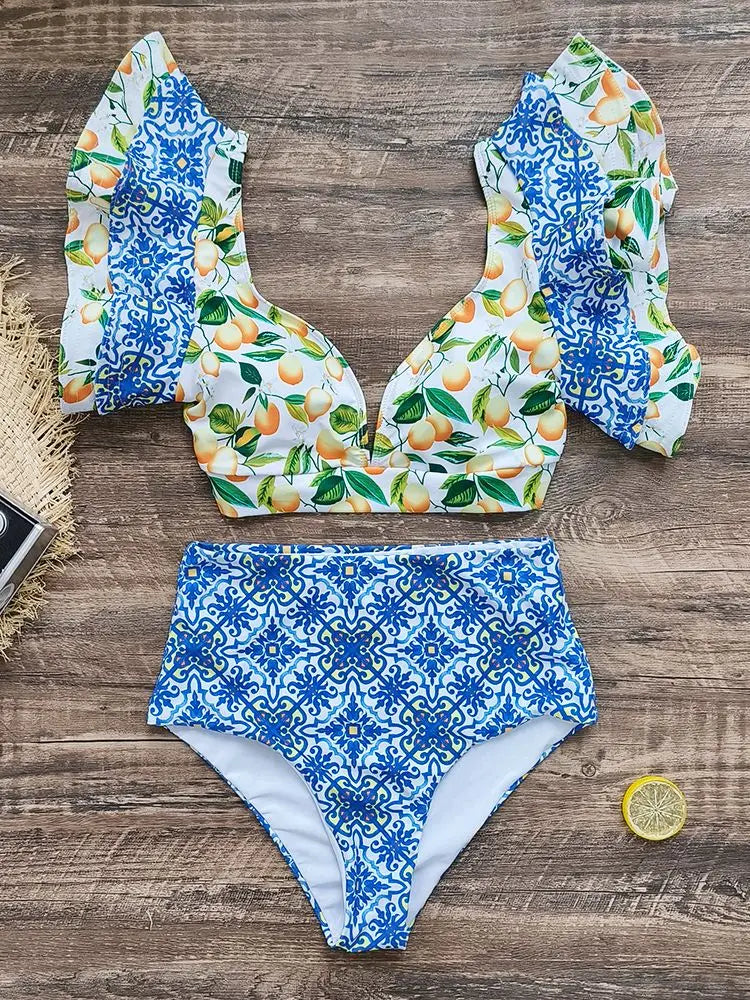 TEEK - Rufflle Brazilian Bikini Set SWIMWEAR theteekdotcom MO22217B1 M 
