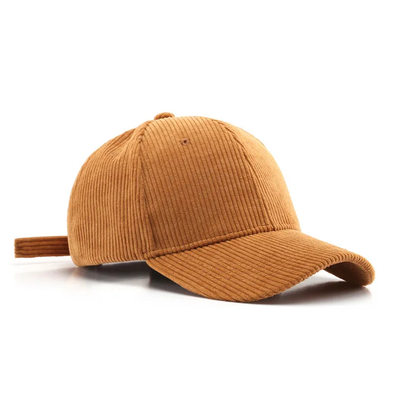 Spring Autumn Corduroy Baseball Caps 100% Cotton Solid Vintage Unisex Baseball Hat for Women Men Adjustable Outdoor Hip Hop Hats TEEK