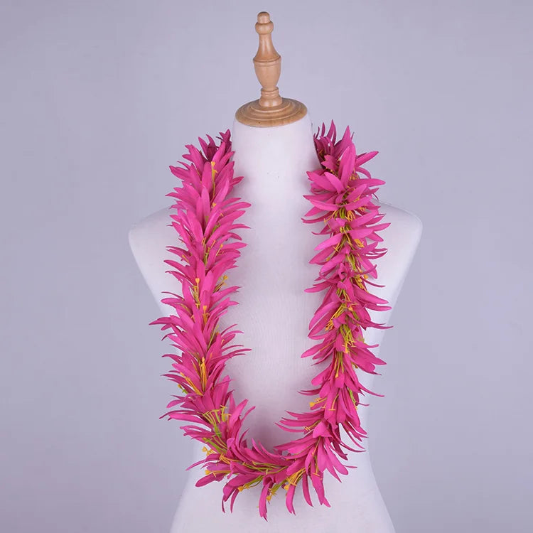 TEEK - Artificial Velvet Spider Lily Flower Handmade Necklace Leis JEWELRY theteekdotcom Hot Pink  
