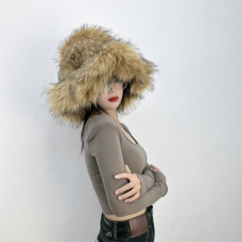 TEEK - Faux Fur Oversized Bucket Hat HAT theteekdotcom brown