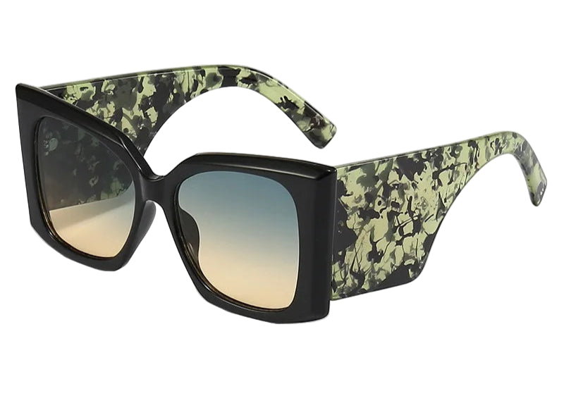 TEEK - Oversized Square Sunglasses Wide Glasses EYEGLASSES theteekdotcom black green
