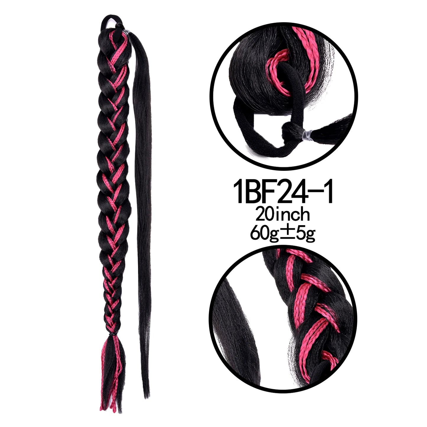 TEEK - 20 Inch Long Braided Synthetic PonytailHair Extension