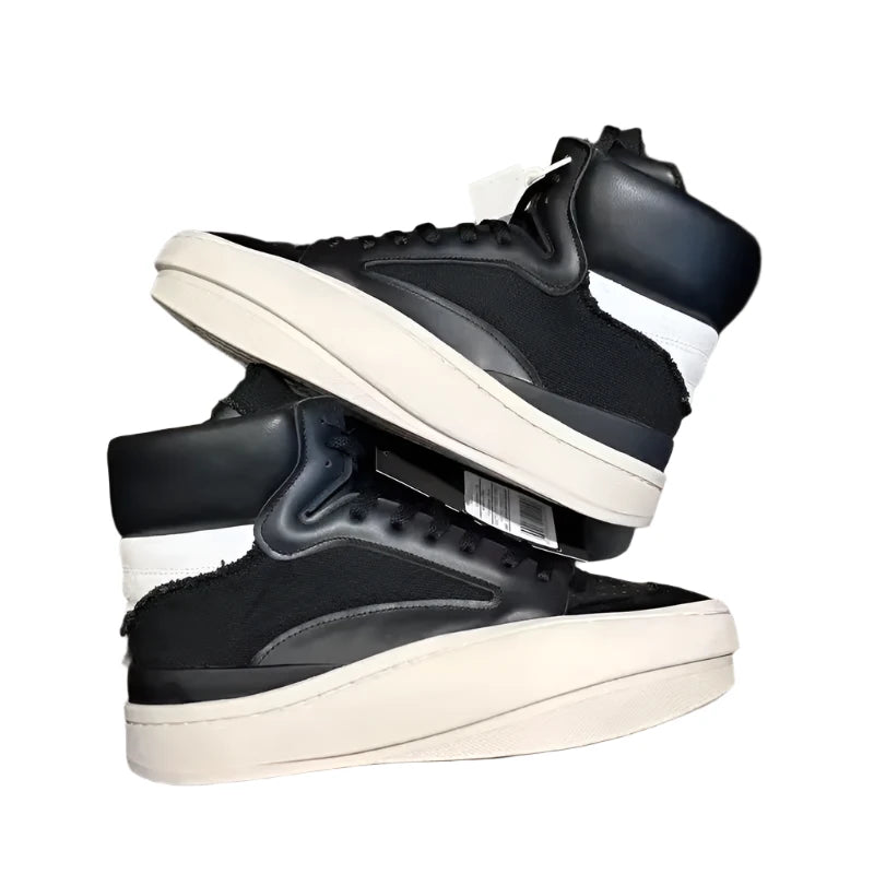 TEEK - Mens Spliced Canvas Genuine Leather High Top Sneakers SHOES theteekdotcom black 6 